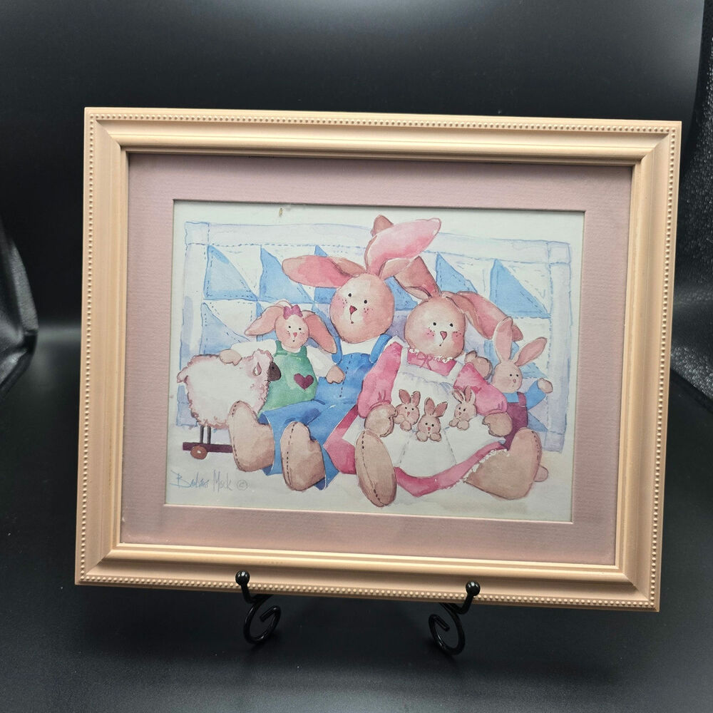 Vintage 80s Vintage Framed Barbara Mock Print Cottagecore Grannycore